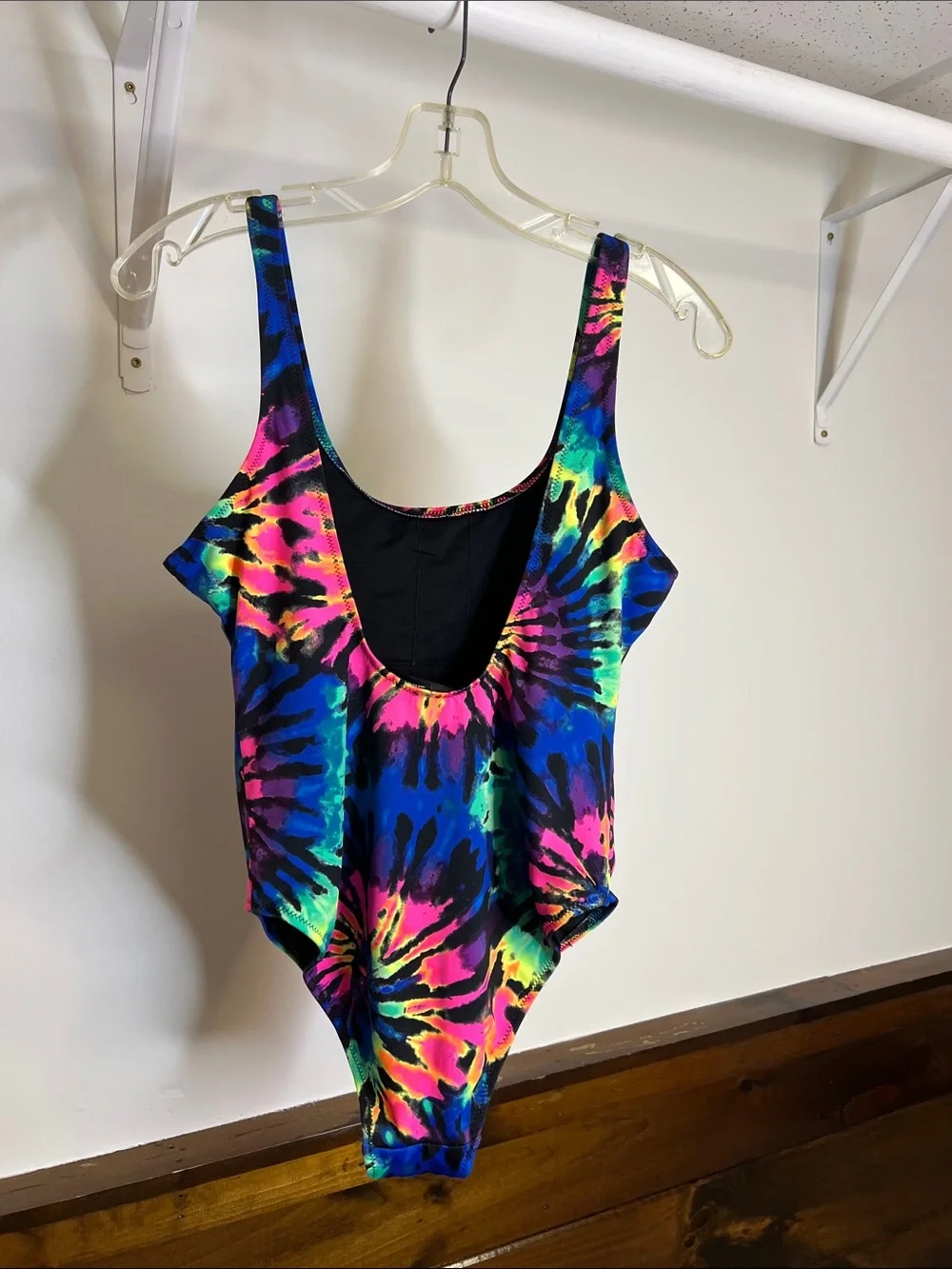 PINK‎ Victoria's Secret Neon Rainbow Tie Dye One Piece Bathing Suit- M